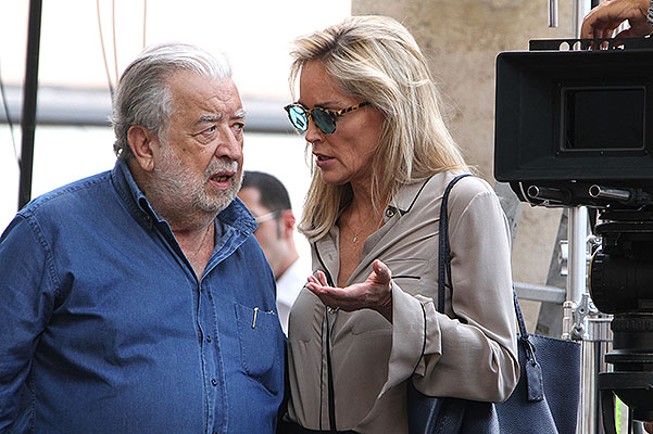 Sharon Stone Spotted During Film Shooting In Rome