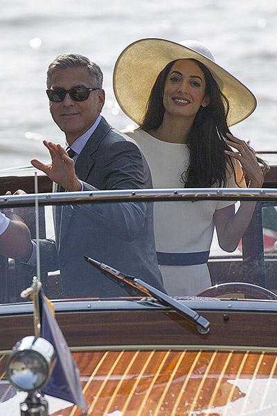 George and Amal leaving Venice