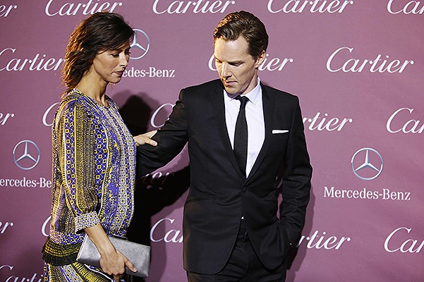 Actors Sophie Hunter and Benedict Cumberbatch pose at the 26th Annual Palm Springs International Film Festival Awards Gala in Palm Springs