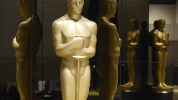 An Oscar statue is seen at the nominations announcement for the 87th Academy Awards in Beverly Hills, California