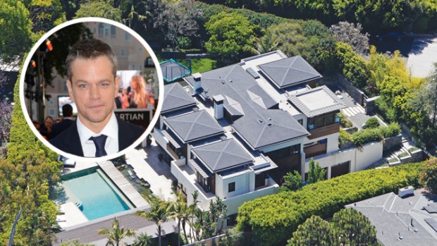 80219, LOS ANGELES, CALIFORNIA - June 26, 2012.†Matt Damon and his wife†Luciana Barroso have reportedly leased this†contemporary architectural estate which had been listed for sale for just under $16 million. The home sits on a nearly 30,000 square foot prime flat corner lot in the much sought after upper Riviera area of Pacific Palisades. Features include 7 bedrooms, 10 bathrooms,†35 foot mahogany vaulted ceilings, disappearing walls of glass and open floor†plan provide a dramatic setting for indoor/outdoor family living. Its three levels connected by an open atrium†and a floating stairway have four family bedrooms, including a private master, a guest suite, office, gym, two maids rooms,†5 car garage.†Damon reportedly wanted to lease not buy the mansion which is only a short walk away from the home of best friend Ben Affleck. PhotograparrCarrillo/©CelebrityHomePhotos.com **FEE MUST BE AGREED PRIOR TO USAGE** **E-TABLET/IPAD & MOBILE PHONE†APP PUBLISHING REQUIRES ADDITIONAL FEES** LOS ANGELES OFFICE: 1 310 822 0419 LONDON OFFICE: +44 208 090 4079 
