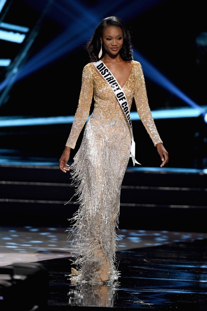 LAS VEGAS, NV - JUNE 05: Miss District of Columbia USA 2016 Deshauna Barber competes in the top 3 during the 2016 Miss USA pageant at T-Mobile Arena on June 5, 2016 in Las Vegas, Nevada.  (Photo by Ethan Miller/Getty Images) 