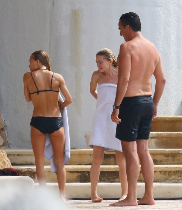 52184501 Designers Mary-Kate and Ashley Olsen enjoy a day poolside with Olivier Sarkozy at the Hotel du Cap Eden Roc in Antibes, France on September 24, 2016. The pair were sporting bikinis and showing off their extremely skinny frames while poolside. FameFlynet, Inc - Beverly Hills, CA, USA - +1 (310) 505-9876 RESTRICTIONS APPLY: USA ONLY 