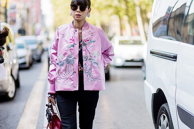 MILAN, ITALY - SEPTEMBER 25: Leaf Greener wearing a pink bomber jacket outside Marni during Milan Fashion Week Spring/Summer 2017 on September 25, 2016 in Milan, Italy. (Photo by Christian Vierig/Getty Images) 