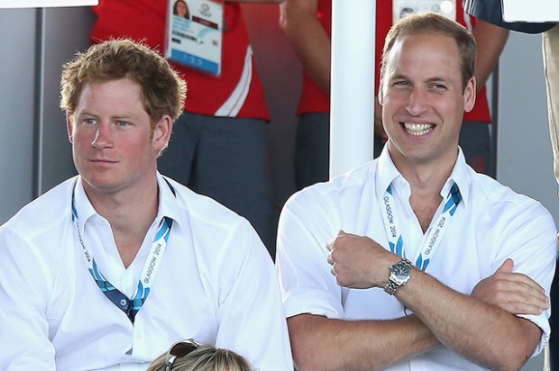 GLASGOW, SCOTLAND - JULY 28:  Prince Harry, Catherine, Duchess of Cambridge and Prince William, Duke of Cambridge watch Scotland Play Wales at Hockey at the Glasgow National Hockey Centre during the 20th Commonwealth games on July 28, 2014 in Glasgow, Scotland.  (Photo by Chris Jackson/Getty Images) 