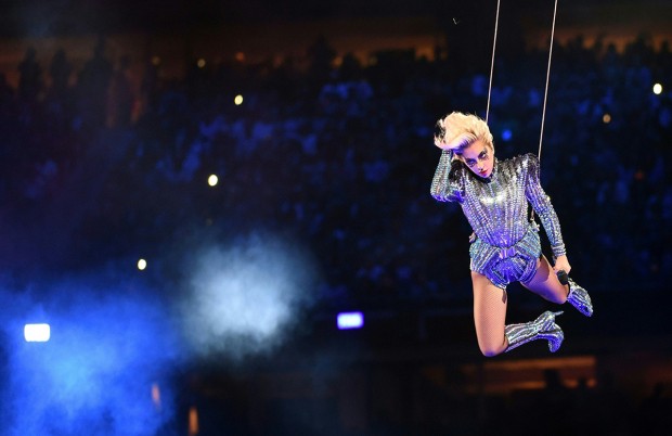 Singer Lady Gaga performs during the halftime show of Super Bowl LI at NGR Stadium in Houston, Texas, on February 5, 2017. / AFP / Timothy A. CLARY        (Photo credit should read TIMOTHY A. CLARY/AFP/Getty Images) 