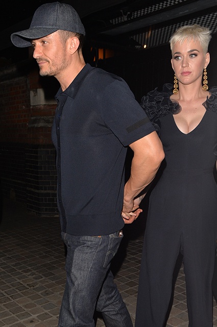 Katy Perry and Orlando Bloom seen leaving chiltern firehouse