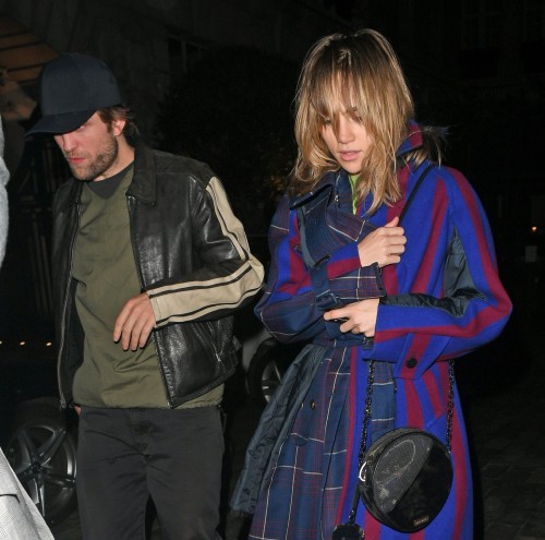 Robert Pattinson and Suki Waterhouse pictured leaving Chiltern Firehouse together