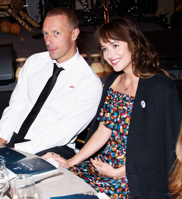 EXCLUSIVE: Chris Martin and Dakota Johnson Attend "Place for Peace" Event (Whitaker Peace & Development Initiative ) During the event, there was an auction where a Star Trooper Type Helmet was auctioned off and won by attendee at their table. Today is Chris Martin's ex-Gwyneth Paltrow's birthday. Gotham Hall, NY. 27 Sep 2019 Pictured: Chris Martin, Dakota Johnson. Photo credit: MEGA TheMegaAgency.com +1 888 505 6342 (Mega Agency TagID: MEGA515160_001.jpg) [Photo via Mega Agency] 
