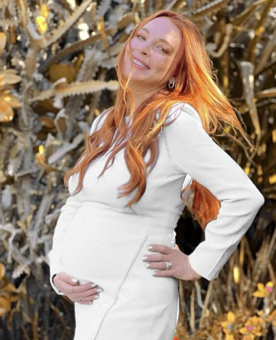 Беременная Линдси Лохан оголила свой животик для обложки «Allure» - 1
