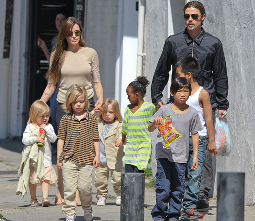 Brad Pitt and Angelina Jolie take the family for a walk in New Orleans