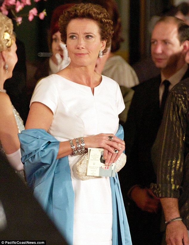 Regal style: Emma Thompson has been seen for the first time in character as P. L. Travers on the set of upcoming Walt Disney biopic Saving Mr Banks