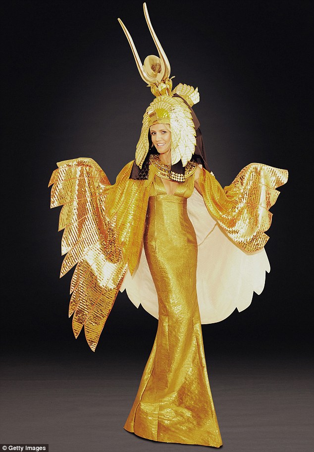 Sexy sphinx: Heidi Klum poses in her Cleopatra outfit in the running up to her big bash next Wednesday