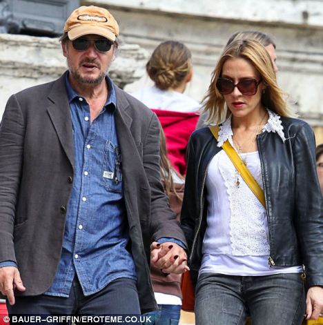 Split: Liam Neeson and Freya St. Johnston were seen holding hands in Rome just two weeks ago
